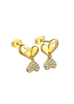 Cercei Argint 925 14K cu Inima si Zirconiu Aurisse Heart 1.08 g