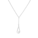 Colier Argint 925 cu Perla de Cultura Alba si Pandantiv Lacrima Serelisse 40 cm