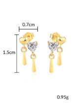 Cercei Argint 925 placat cu Aur 14K cu Design Inima Amorelle 0.95 g - imagine 3