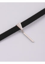 Choker Piele Ecologica Neagra cu Pandantiv Argint 925 Minimalist Urbanisse 34 cm + Extensie 6 cm - imagine 4