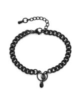 Bratara Inox cu Zale Curb si Zirconiu Negru Noctavira 16 cm + Extensie 4 cm