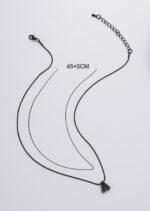 Colier Inox Negru cu Pandantive Conice Geometrice si Zirconia Neagra Vexoria 45 cm + Extensie 5 cm - imagine 2