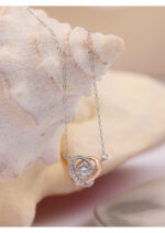 Colier Argint 925 Bicolor cu Pandantiv Cosmic si Zirconii Rose Gold Astravelle 40 cm + Extensie 6 cm - imagine 2