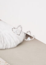 Cercei Argint 925 placat cu Platina cu Design Inima si Zirconiu Amorelle Shine 1.17 g - imagine 3