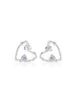 Cercei Argint 925 placat cu Platina cu Design Inima si Zirconiu Amorelle Shine 1.17 g