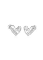 Cercei Argint 925 placat cu Platina cu Design Inima si Zirconiu Lovarisse 1.07 g