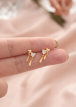 Cercei Argint 925 placat cu Aur 14K cu Design Inima Amorelle 0.95 g - imagine 2