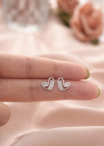 Cercei Argint 925 placat cu Platina cu Design Inima si Zirconiu Lovarisse 1.07 g - imagine 2