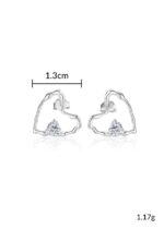 Cercei Argint 925 placat cu Platina cu Design Inima si Zirconiu Amorelle Shine 1.17 g - imagine 2