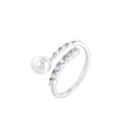 Inel Argint 925 Reglabil Dama cu Perla si Zirconiu Design Minimalist Elegant 1.1 g