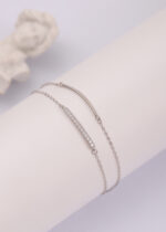Bratara Argint 925 cu Lant Dublu si Bara cu Zirconii Albe Seravienne 16 cm + Extensie 4 cm