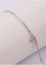 Bratara Argint 925 cu Bara Rigida si Lant Dublu cu Zirconiu Velarisse 16 cm + Extensie 4 cm - imagine 2