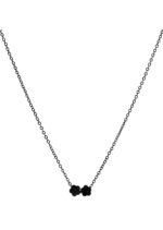 Colier Inox Negru cu Pandantiv Trifoi cu 5 Foi si Zirconia Neagra Zarevix 45 cm + Extensie 5 cm