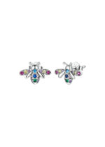 Cercei Argint 925 placat cu platina Albina cu Zirconiu Colorat Aurisse Bee Silver 0.9 g