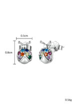 Cercei Argint 925 placat cu platina Buburuza cu Zirconiu Colorat Aurisse Ladybug 0.56 g - imagine 4