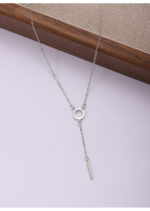 Colier Argint 925 cu Pandantiv Cerc si Bara Verticala cu Zirconii Zenavelle 40 cm + Extensie 5.5 cm - imagine 4