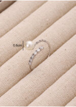 Inel Argint 925 Reglabil Dama cu Perla si Zirconiu Design Minimalist Elegant 1.1 g - imagine 2