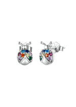 Cercei Argint 925 placat cu platina Buburuza cu Zirconiu Colorat Aurisse Ladybug 0.56 g