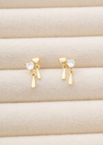 Cercei Argint 925 placat cu Aur 14K cu Design Inima Amorelle 0.95 g - imagine 4