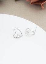 Cercei Argint 925 placat cu Platina cu Design Inima si Zirconiu Amorelle Shine 1.17 g - imagine 4