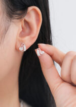 Cercei Argint 925 placat cu Platina cu Design Inima si Zirconiu Lovarisse 1.07 g - imagine 4